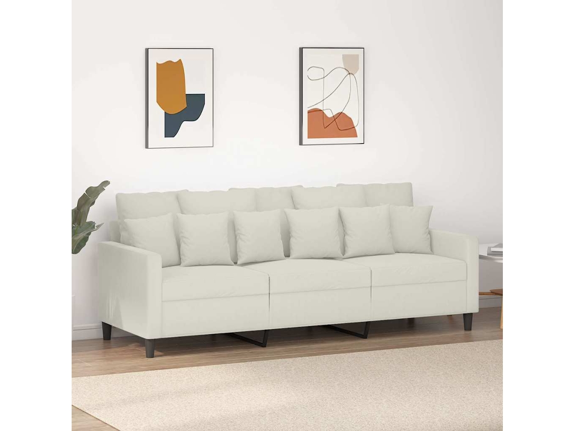 Sofá De 3 Plazas | Sofá De Salón | Sofá De Descanso Terciopelo Color Crema 180 Cm
