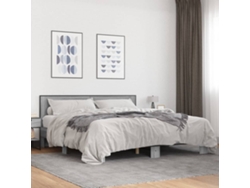 Estructura Cama Madera Ingeniería Metal Gris Sonoma 200x200 Cm