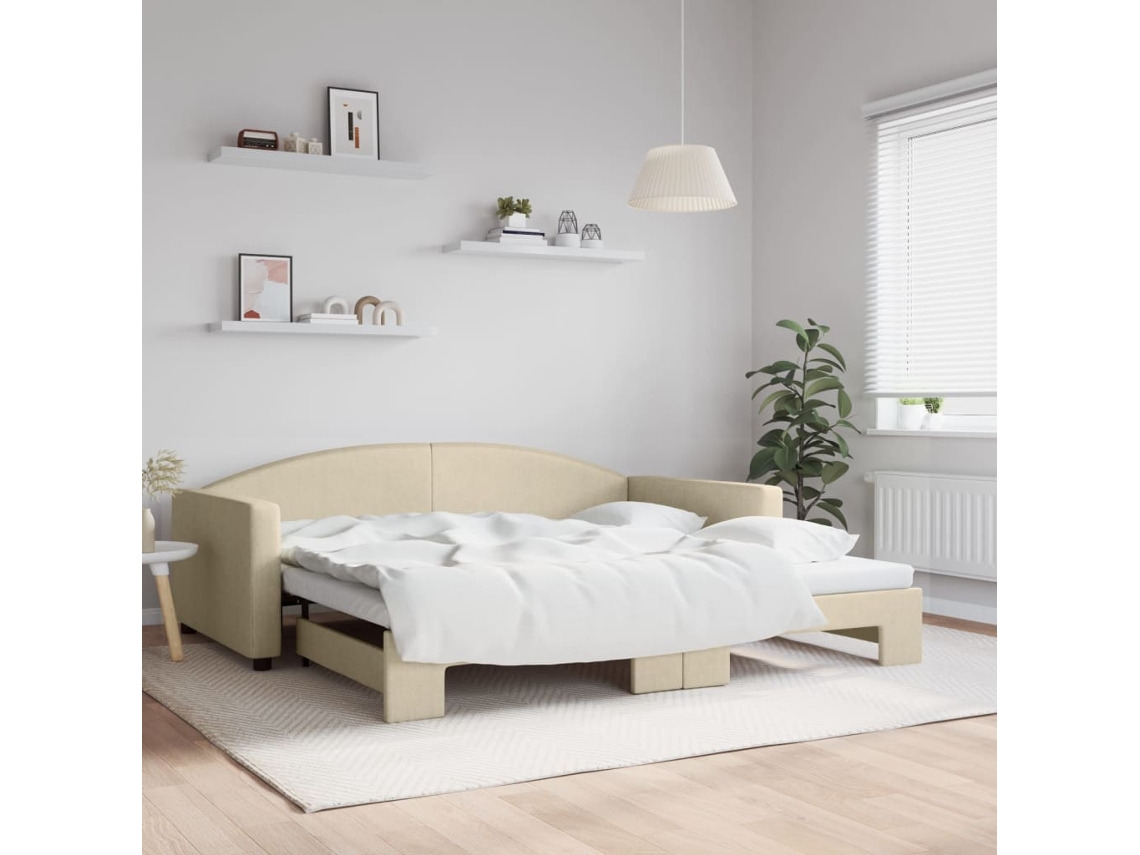 Sofá Cama Nido Tela Crema 100x200 Cm