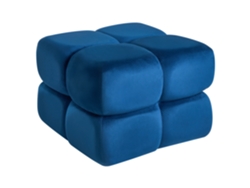 Pufe Beliani Caliente De Veludo Azul 60x60x44