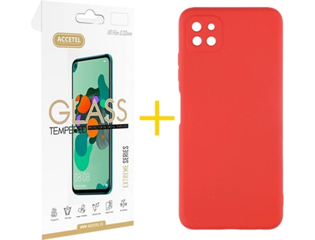 Carcasa + Protector de Pantalla para Oppo A73 5G ACCETEL Rojo