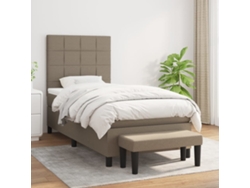Cama Box Spring Con Colchón Tela Gris Taupe 100x200 Cm