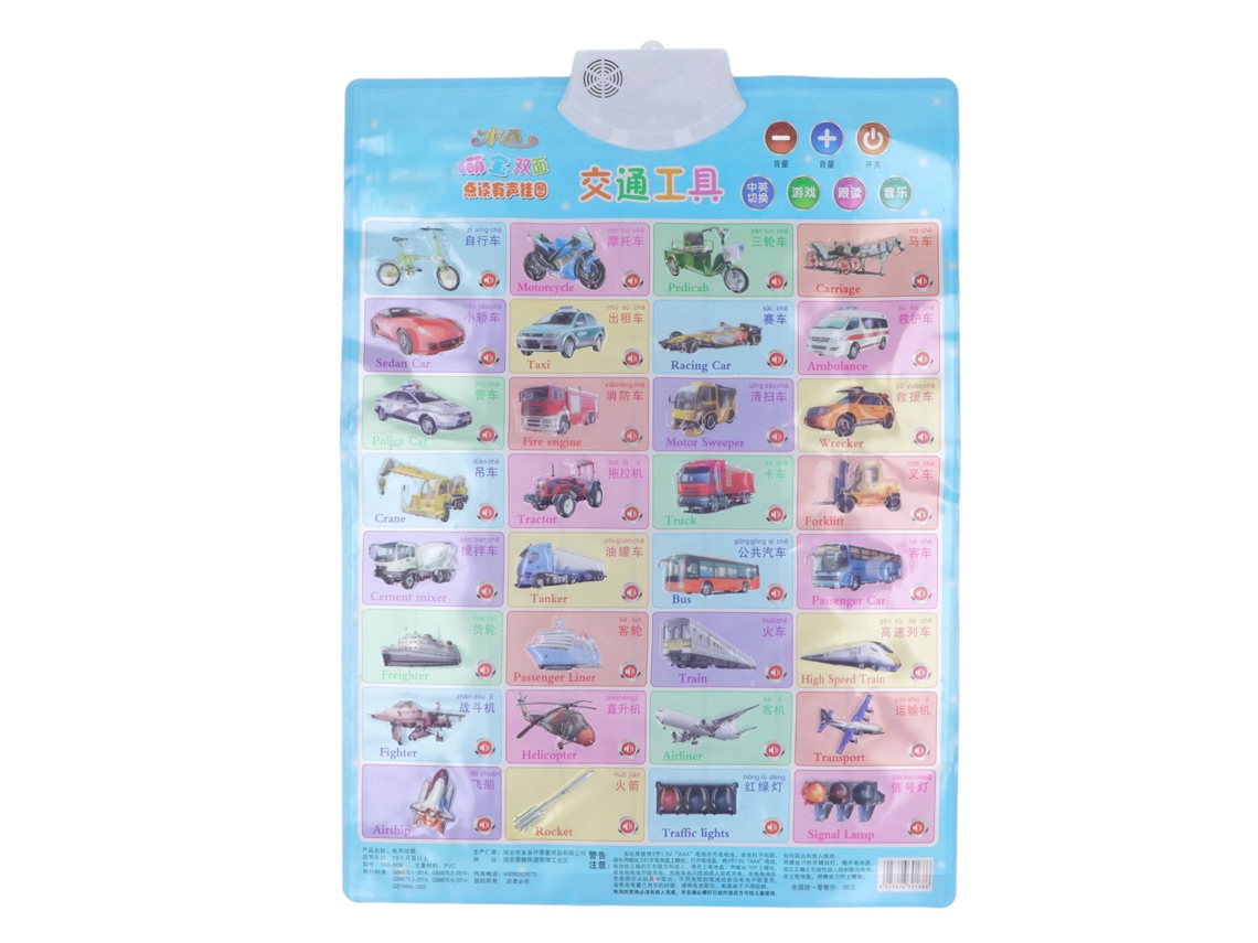 Ats-cartel Electrónico De Vehículos Para Pared Doble Con Música Y Aprendizaje Educativo Para Niños Pequeños Y Preescolares