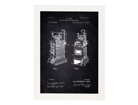 Póster NACNIC con Patente de Hervidor de Agua. con Diseño de Patente Antigua