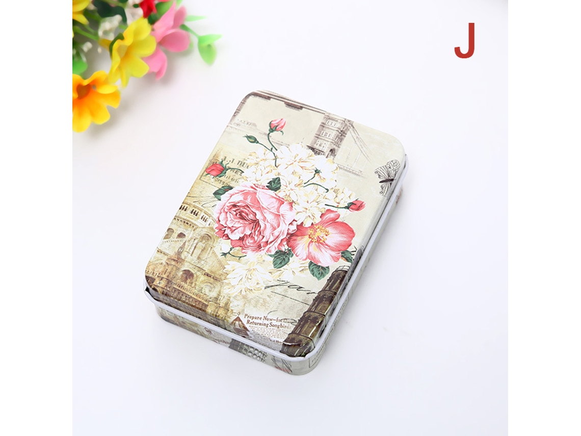 Mini caja de hojalata con tapa, contenedor de almacenamiento pequeño, portátil y rectangular