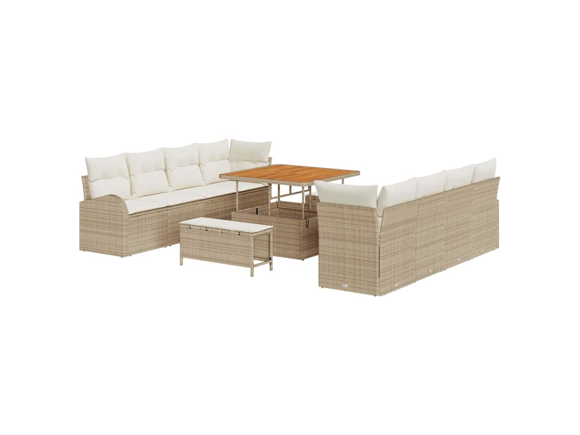 Maison Exclusive - Conjunto De Sofá De Jardín Con Cojín 11 Pcs Beige Y Crema
