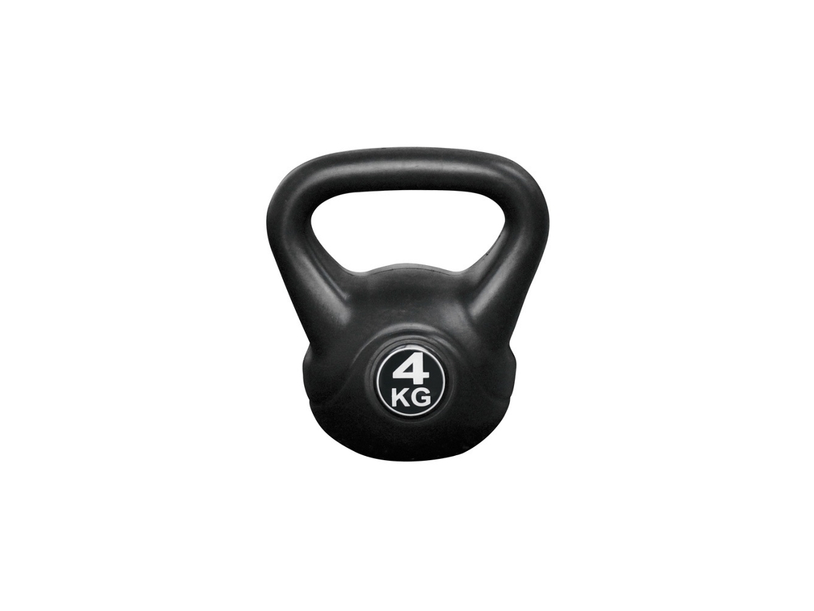 Kettlebell 4 kg - Plástico - para uso interior y exterior - Negro