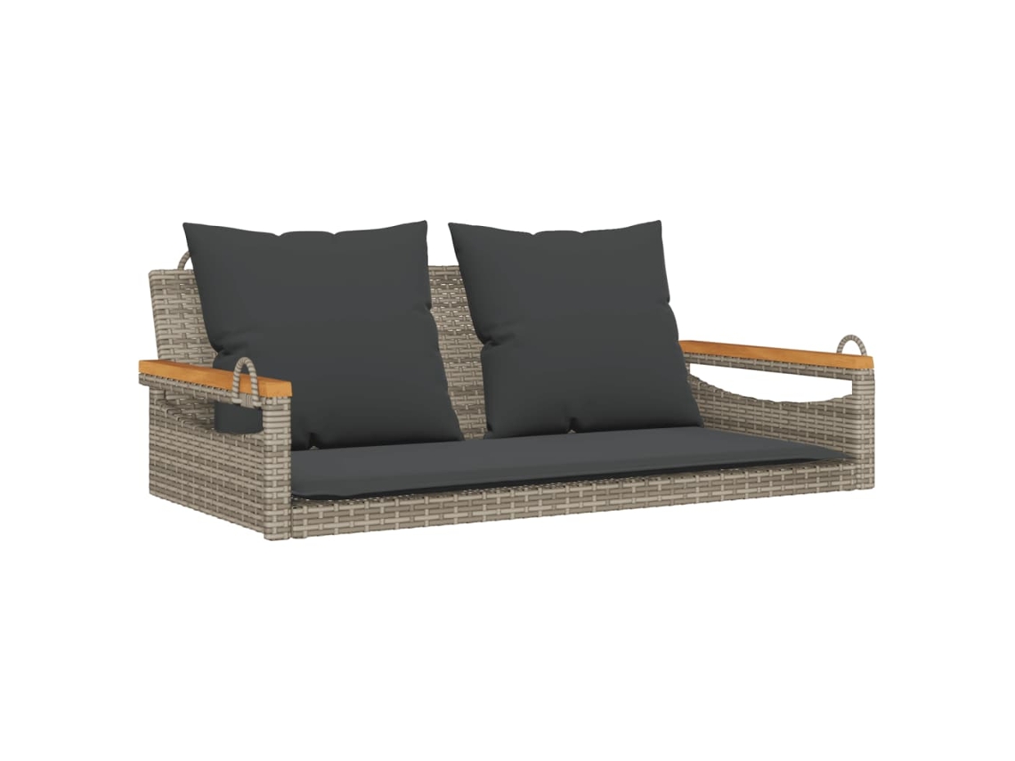 Maison Exclusive - Banco Columpio Con Cojines Ratán Sintético Gris 109x62x40 Cm
