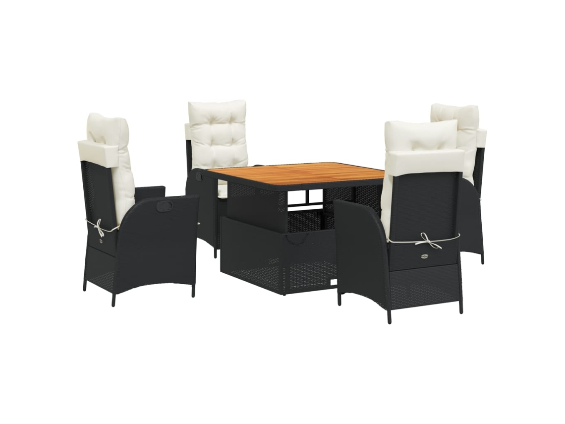 Maison Exclusive - Set De Muebles Jardín 5 Pzas Con Cojines Ratán Sintético Negro