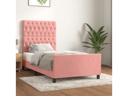 Cama Individual Con Cabecero Lovely Home Madera Terciopelo Rosa (100x200)