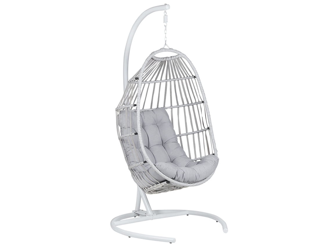 Silla colgante con soporte BELIANI Sesia de Poliéster, Ratán sintético Gris 105x105x198