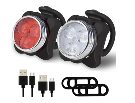 Luz de Bicicleta, Luz Delantera y Trasera de Ciclismo USB, Luces de Bicicleta de Montaña y Carretera Impermeables, Instalación Fácil - Negro CHRONU...