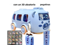 Botella de agua de 0.5 L con vaso y pajita, estilo juguete, fabricada en plástico ecológico sin BPA. Mdug (azul)