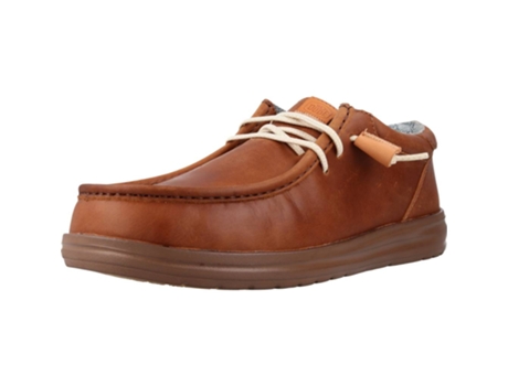 Zapatos de Hombre HEY DUDE Wally Grip Piel Marrón (43)