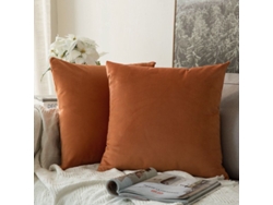 Rebe-2 Fundas De Almohada Cuadradas De Terciopelo Suave 45x45 Cm Sin Relleno Para Sofá Coche Naranja