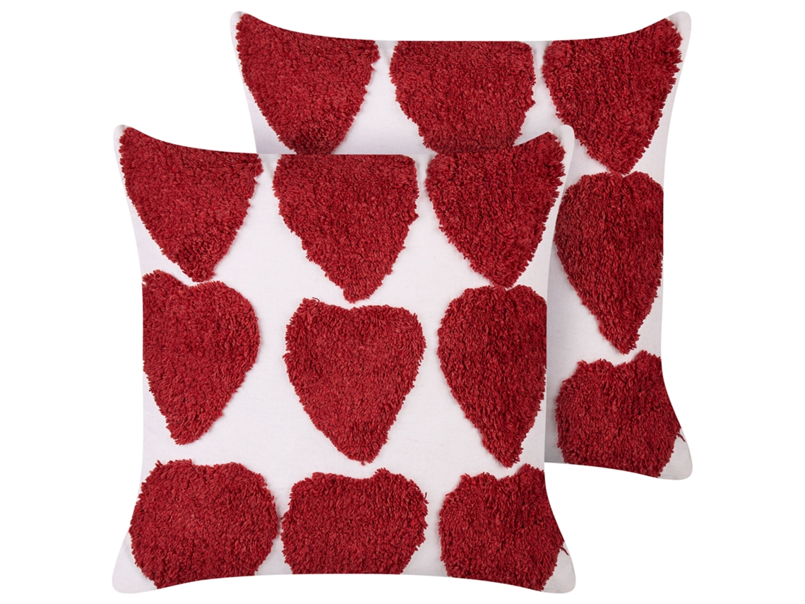 Juego de cojines decorativos BELIANI Mingora de Algodón Blanco 45x45x4