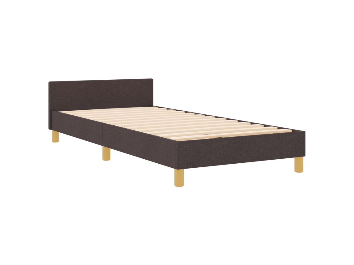 Estructura De Cama Moderna Marrón Oscuro Vidaxl Marrón Tela (100x200 Cm)
