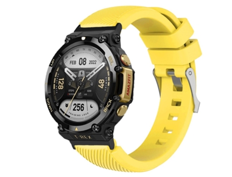 Correa de Silicona diseño de sarga ajustable para Huami Amazfit T-Rex 2 - amarillo