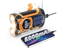 Radio De Emergencia Solar Con Manivela Y Linterna Portátil Bluetooth Am/Fm/Radio Meteorológica 5000 Mah/Naranja DIGITALLAB
