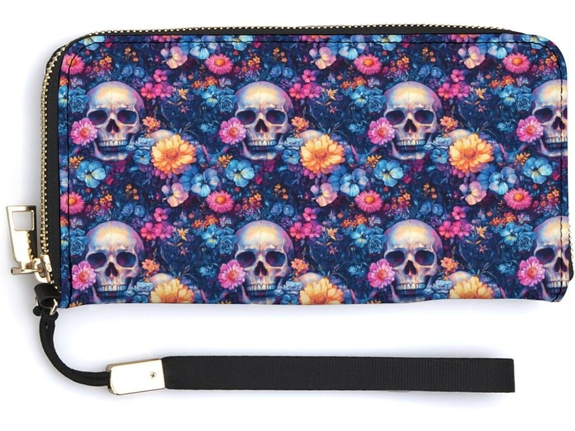 Cartera Cuero Con Cremallera Para Mujer Diseño Estampado