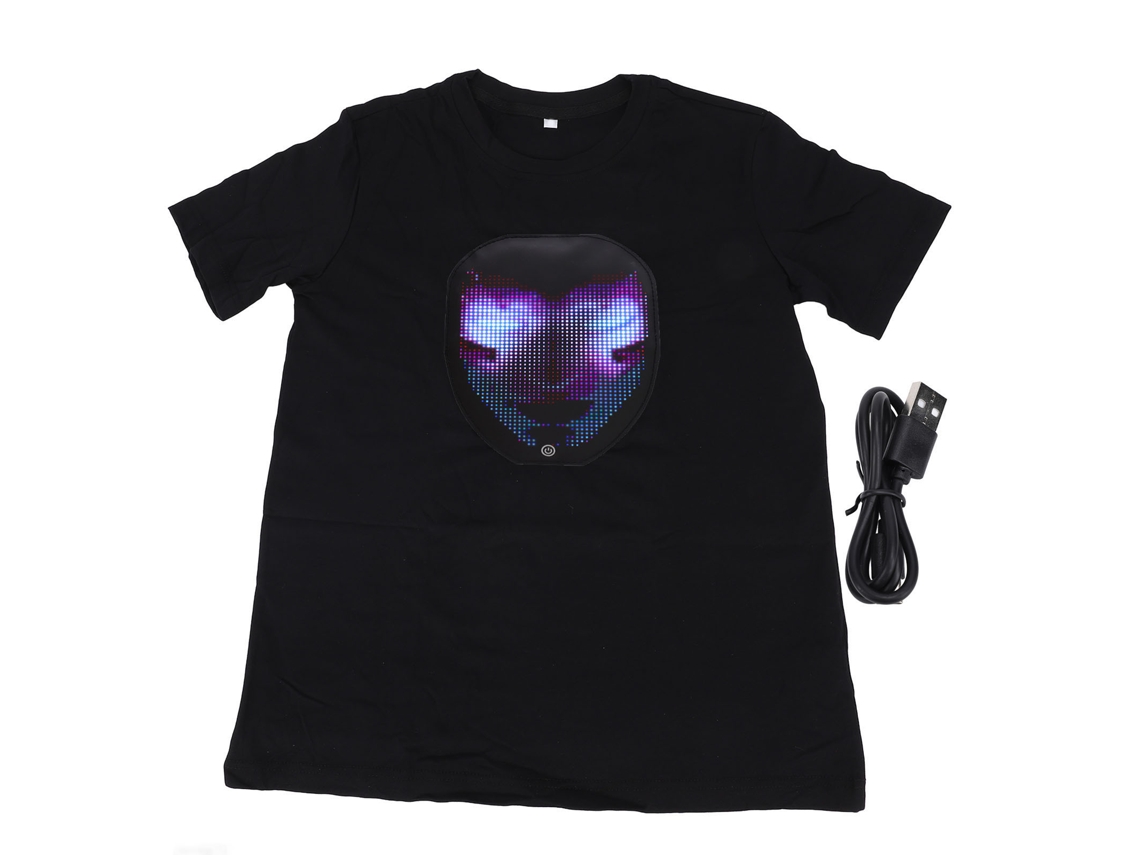 Camiseta Led Iluminada Programável Com Controle App Para Festas De Dança E Decoração De Natal