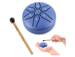 Tambor de lengüetas infantil, acero, 7,6 cm, 6 notas, tonalidad de Do, azul