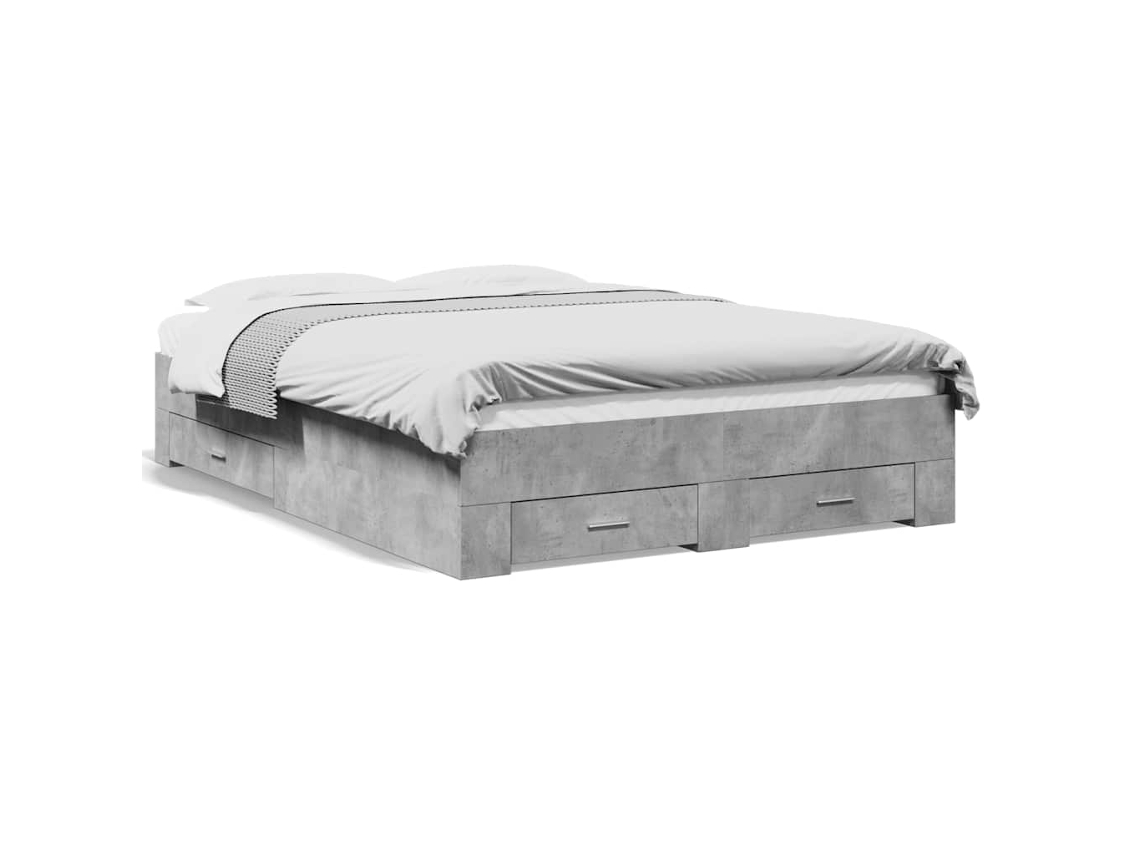 Maison Exclusive - Cama Con Cajones Madera Ingeniería Gris Hormigón 135x190 Cm