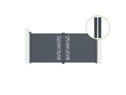 Puerta abatible 3,5m SUNNY H.160cm aluminio gris 2 postes 20x20cm H.190cm CASANOOV