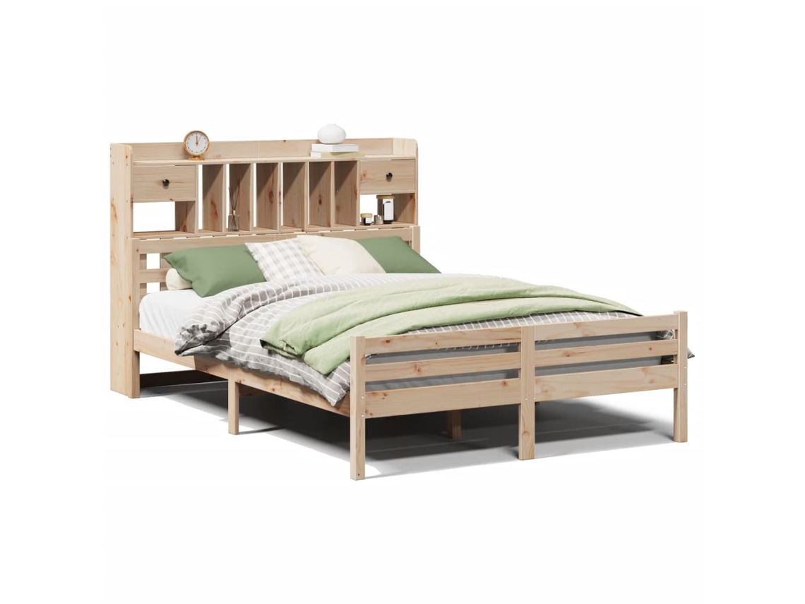 Maison Exclusive - Cama Con Estantería Sin Colchón Madera Maciza De Pino 140x200cm
