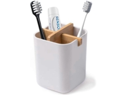 Portacepillos de dientes de bambú Scsyv, caja de almacenamiento multifuncional para cepillos de dientes eléctricos, soporte para pasta de dientes natural y resistente, Rosewell