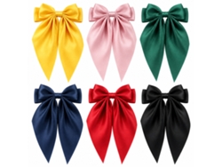 Gancho de Cabelo POLSKI Cetim Multicor 36 X 18 Cm 6 Unidades com Laço Grande e Fita Longa para Mulheres e Raparigas em Festas e Viagens