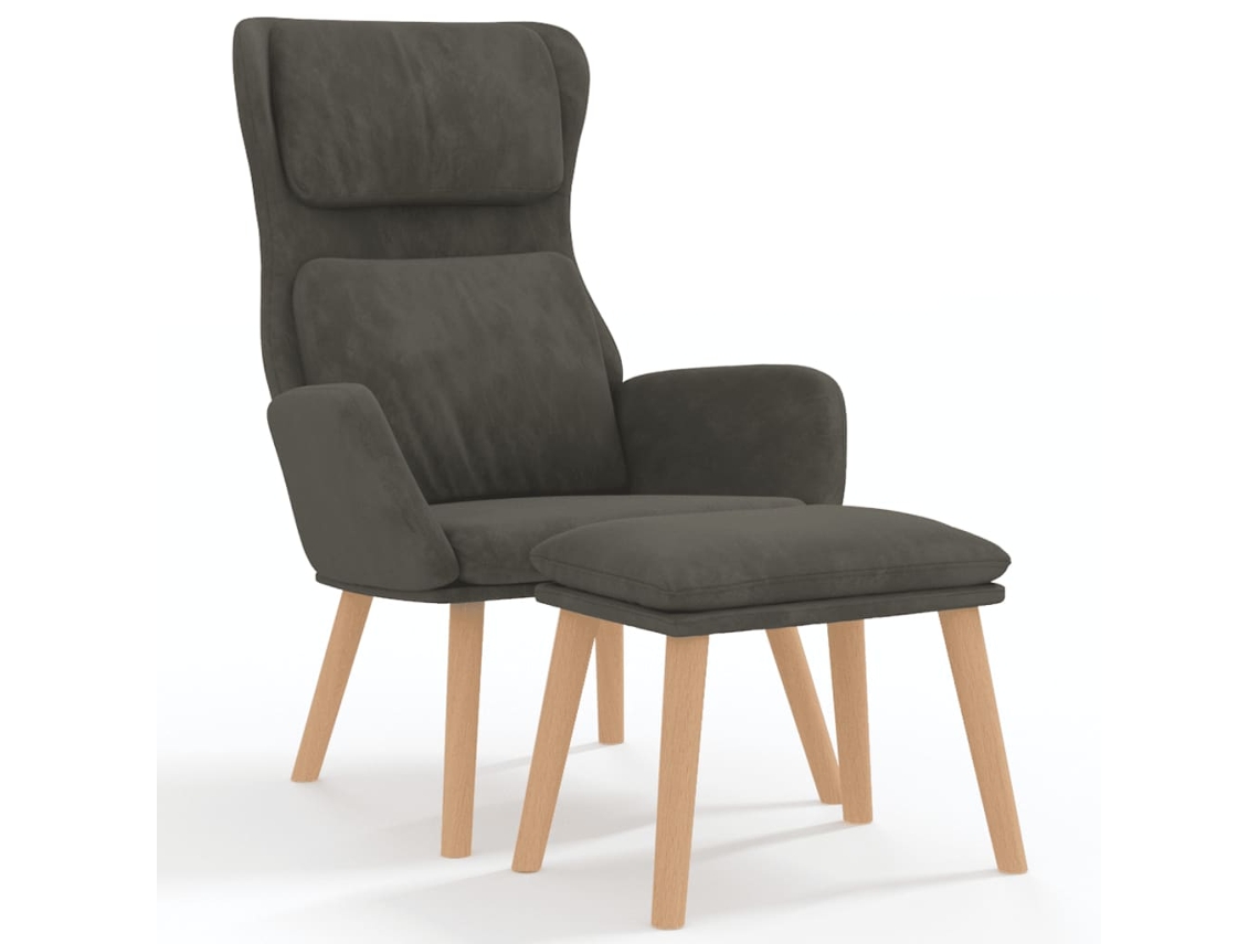 Sillón De Relajación Con Reposapiés VIDAXL Gris Terciopelo (70x77x98 cm )
