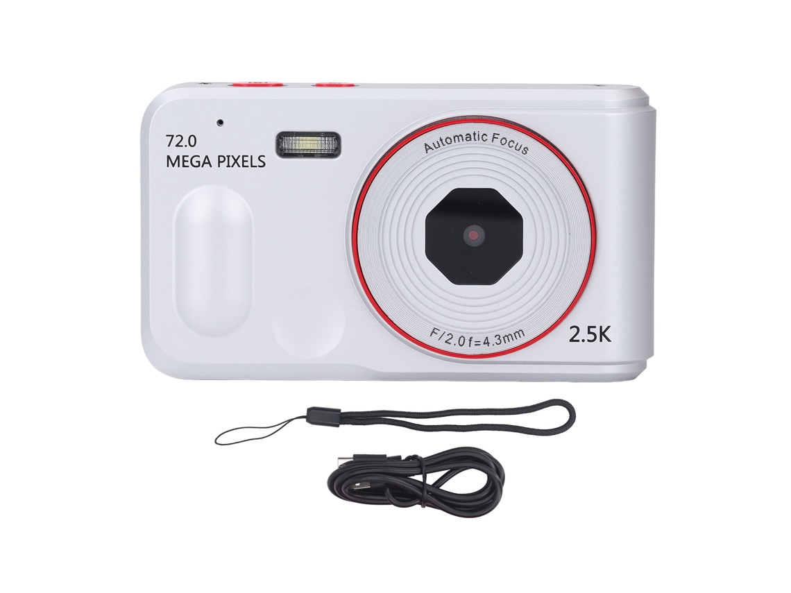 Cámara Digital 72mp 2.5k 16x Zoom Enfoque Automático Anti-shake Pantalla 2.4" Compacta Portátil Para Niños Estudiantes Vlogging Plata