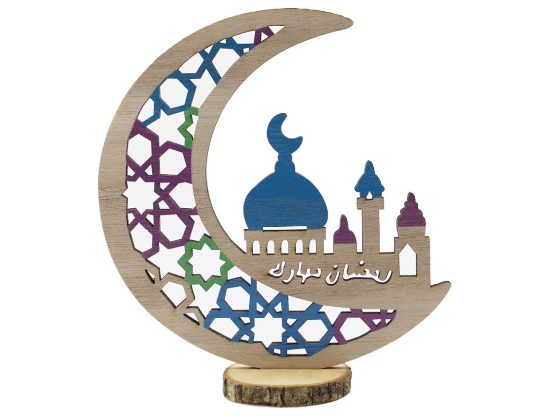 Adornos De Luna Y Estrella De Madera Hueca Para Eid, Festivales De Ramadán Mubarak