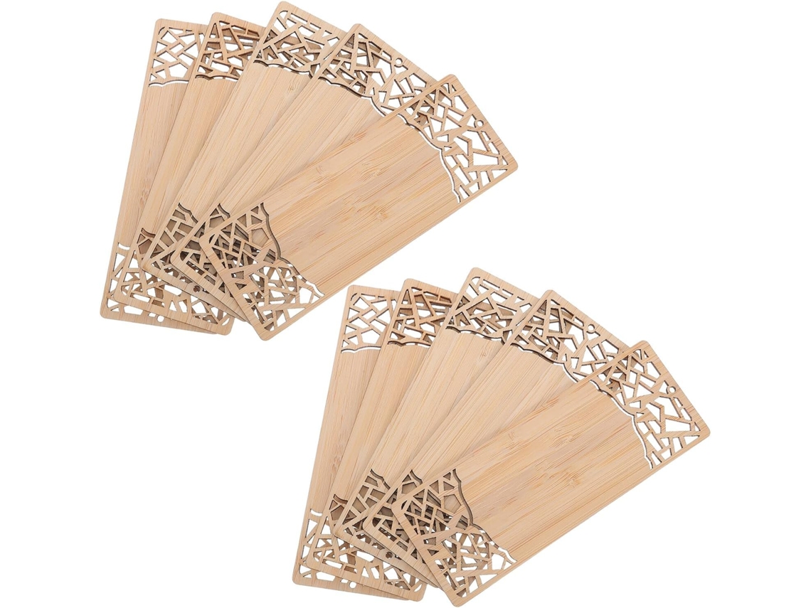 Conjunto De 10 Marcadores De Livro De Bambu Em Branco, Faça Você Mesmo, Design Vazado Inspirado Na Natureza,