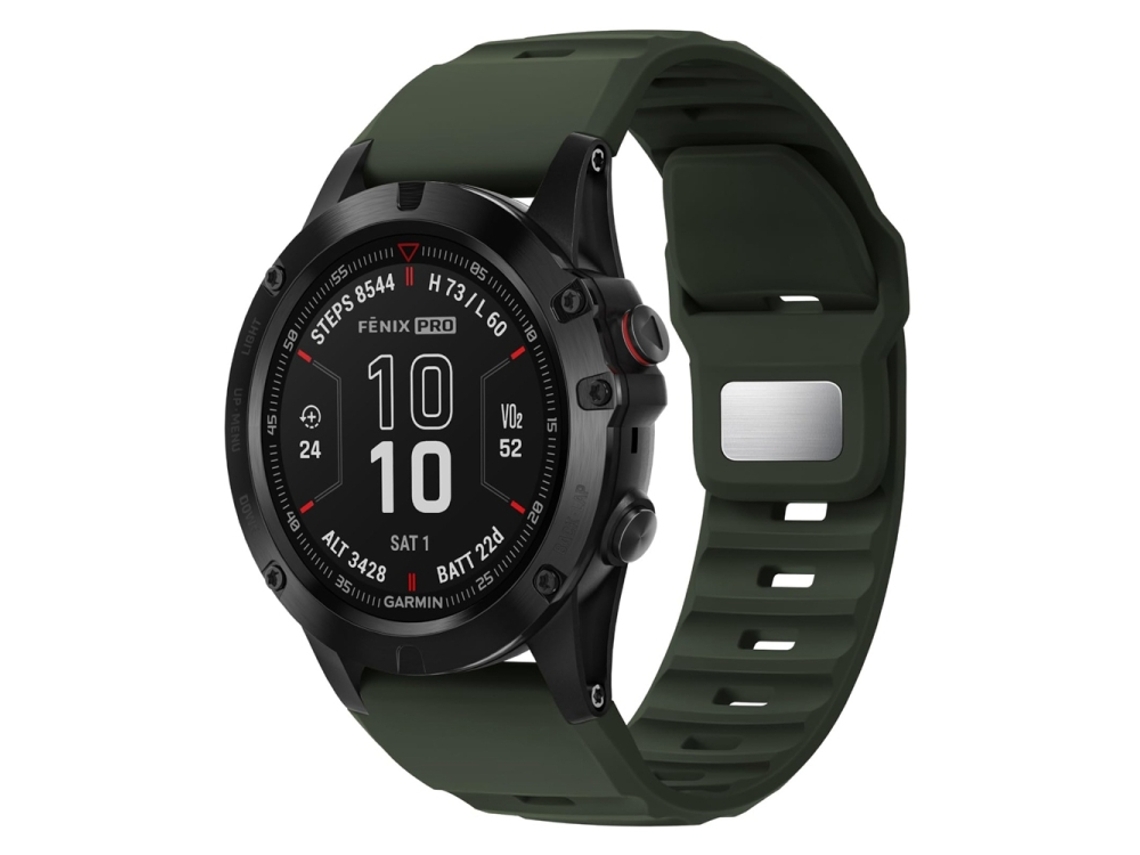 Bracelete Para Garmin Fenix 7x / 7x Pro - Silicone - Estampa Rugosa - Liberação Rápida Verde Exército