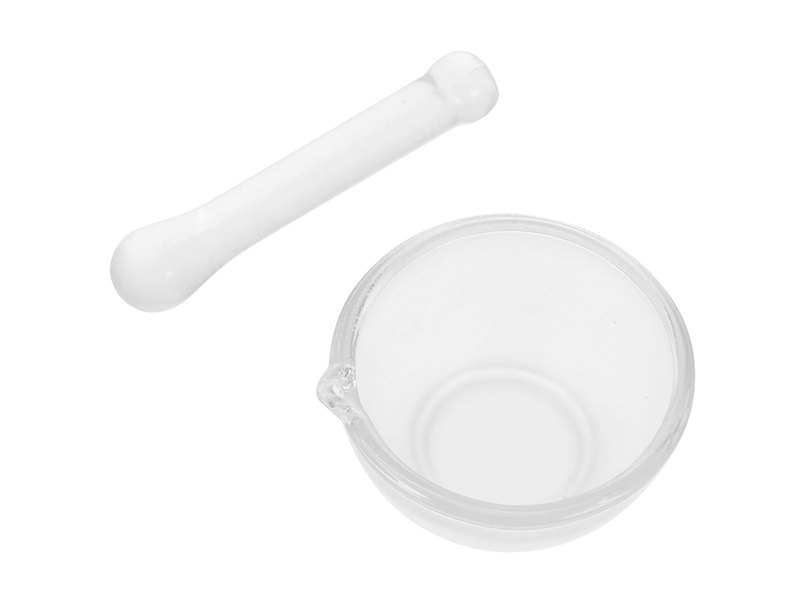 Mortero Y Maja De Vidrio De 60 Ml Con Base Engrosada – Juego Manual Para Moler Y
