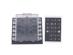 Caja De Fusibles Impermeable De 10 Vías Para Vehículos Automotores Y Marinos De 12-36 V Cc Con Portafusibles De Lámina