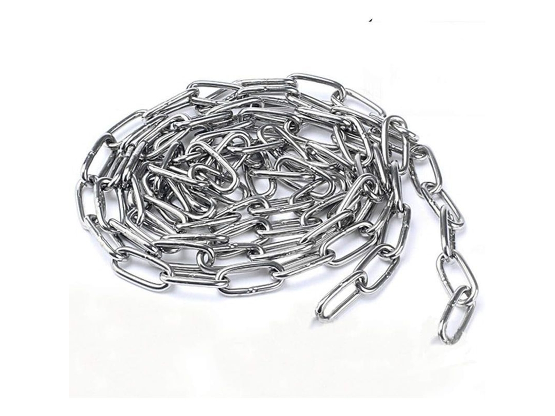 Cadena resistente de acero inoxidable 304 de 4 mm a 1 m con eslabones soldados para cerramientos, paseos de perros y uso doméstico.