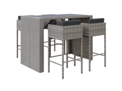 Maison Exclusive - Mesa Y Taburetes Altos Jardín 5 Piezas Y Cojines Ratán Pe Gris