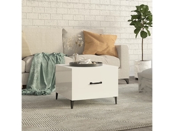 Mesa de Centro de Apoyo con Patas de Metal 50X50X40 Cm Blanco Brillante