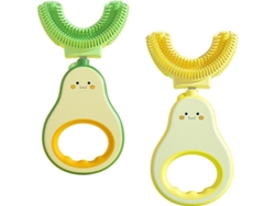 2 Cepillos De Dientes Infantiles U (1-7 Años) Silicona Extra Suave De Grado Alimenticio Verde Perla-amarillo