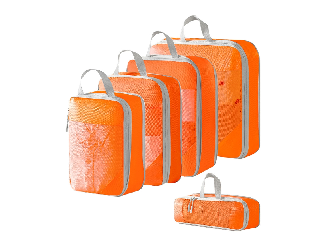 Conjunto De Bolsas Organizadoras Para Malas, Malha Comprimida, Pacote Com 5 Chrui (laranja)