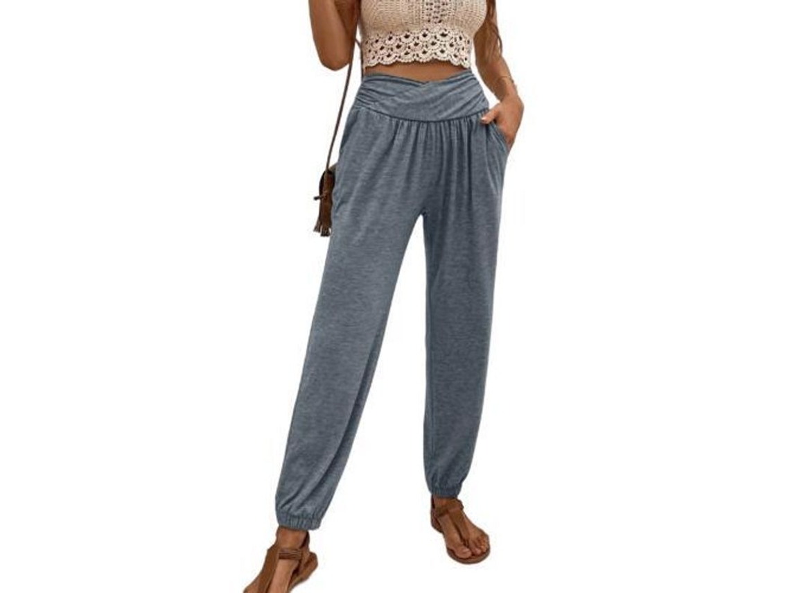 2026-pantalones De Yoga Para Mujer Sueltos Con Bolsillos Para Entrenamiento, Lounge Y Pijama Xl Gris