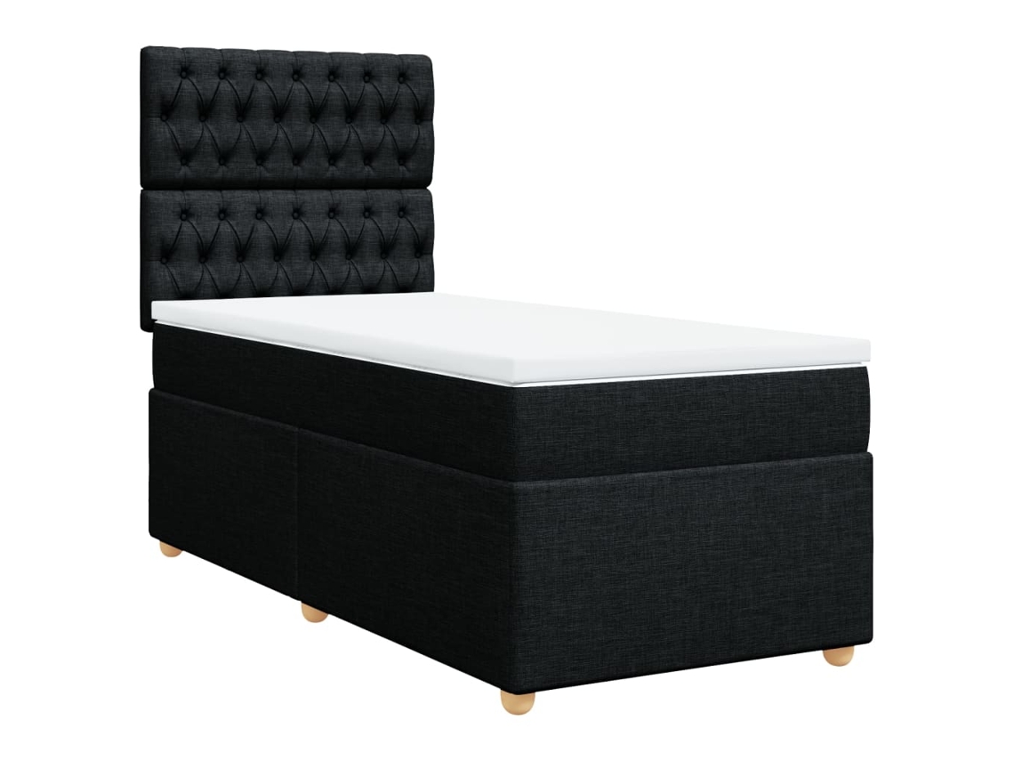 Maison Exclusive - Cama Box Spring Con Colchón Tela Negro 90x190 Cm