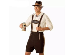 2026-3pcs/set Traje Bavaro Hombre Oktoberfest Fiesta Halloween Cosplay Xl Camisa Pantalones Gorro
