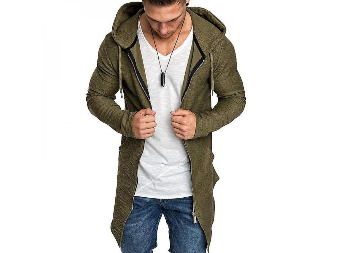 2026-12814-chaqueta De Invierno Para Hombre Con Capucha Cremallera Manga Larga Sudadera Slim Fit Xl Verde Ejército