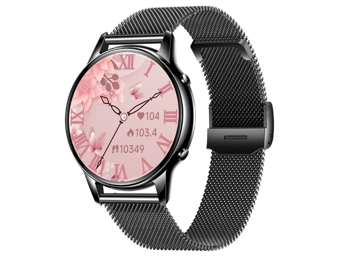 Reloj inteligente con pantalla táctil AMOLED de 1,32 pulgadas, llamadas Bluetooth, funciones de salud femenina y diseño redondo negro Yizhood
