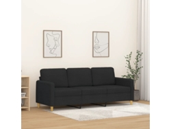 Sofá De 3 Plazas | Sofá De Salón | Sofá De Descanso De Tela Negro 180 Cm