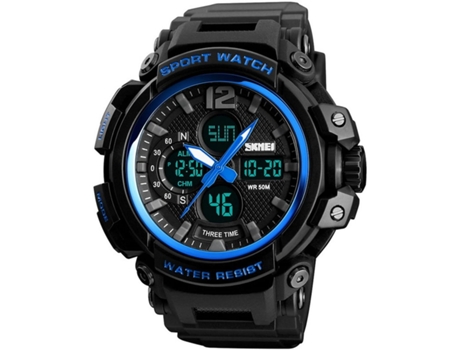 VEANXIN Hombres Deporte LED Digital Electrónico Hombres Relojes de Pulsera Dobles-Azul